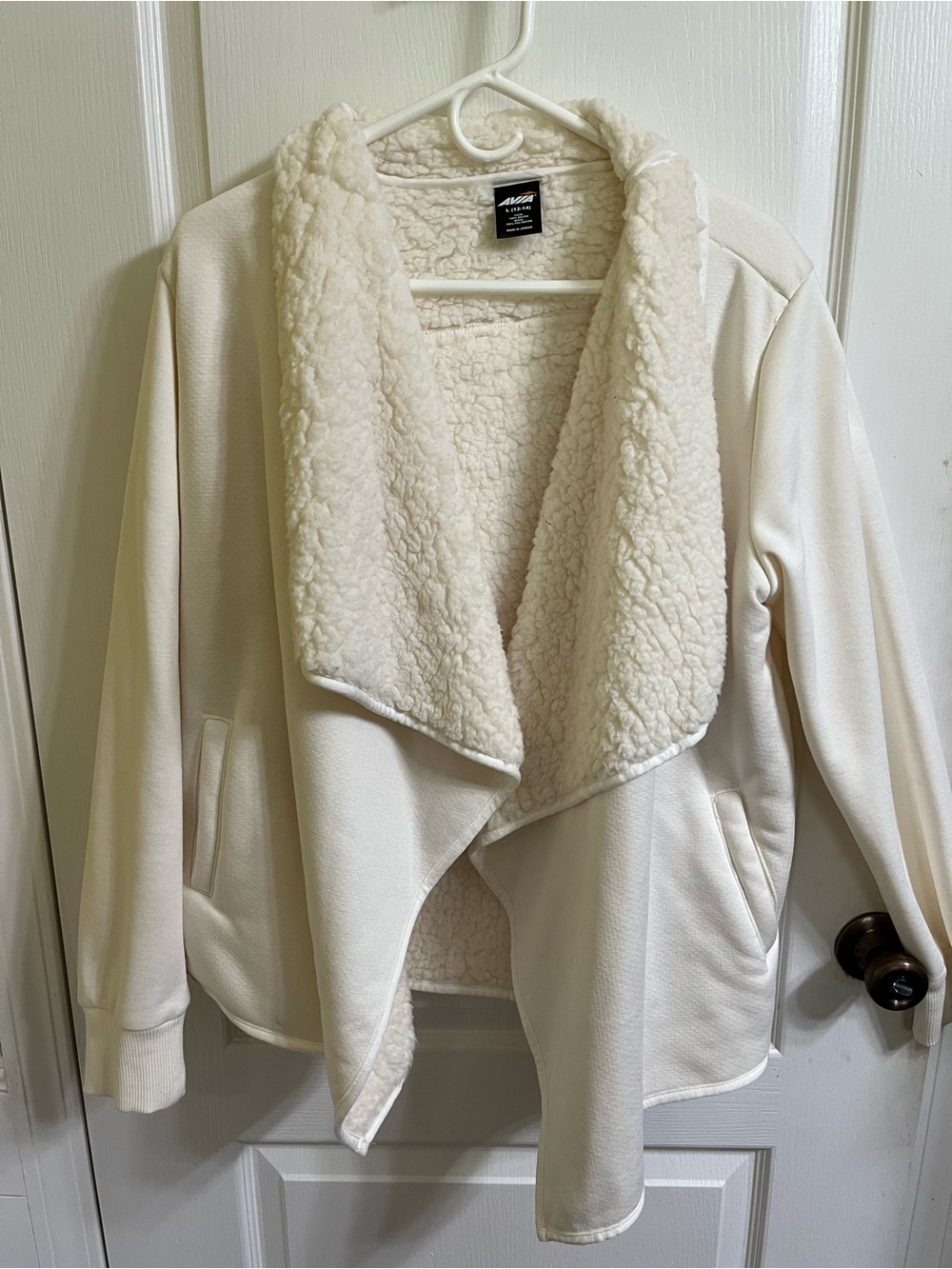 Avia Cream Sherpa-Lined Open Front Jacket